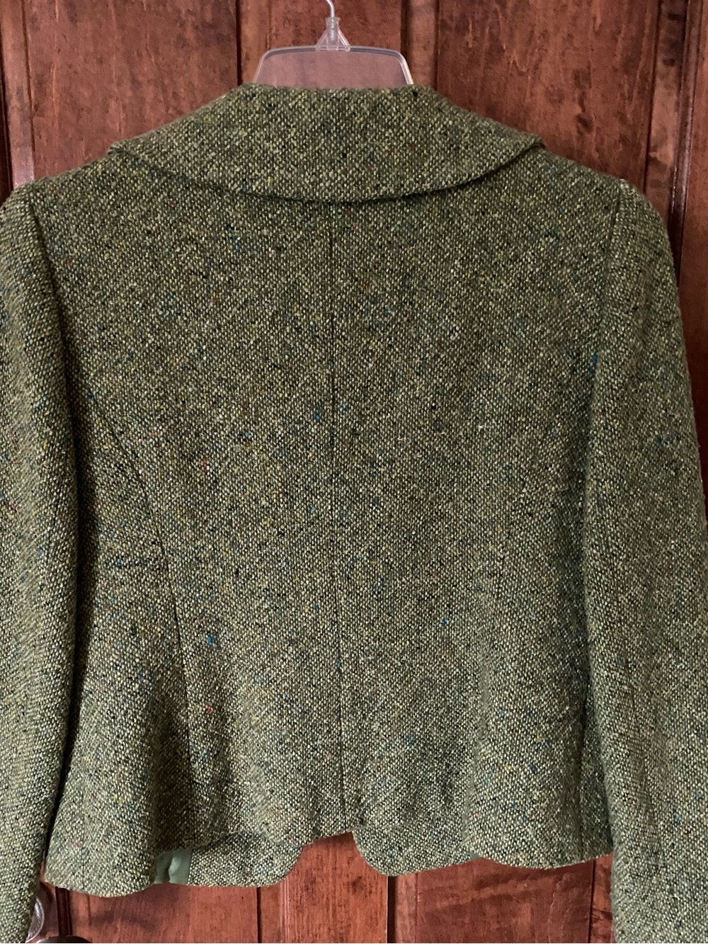 Ann Taylor LOFT Green Tweed Button-Front Blazer - Picture 2 of 8